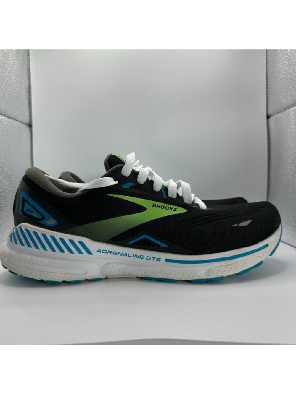 Brooks Adrenaline GTS 23 Shoes Mens Size 9 Black Green Blue Running Cushioned